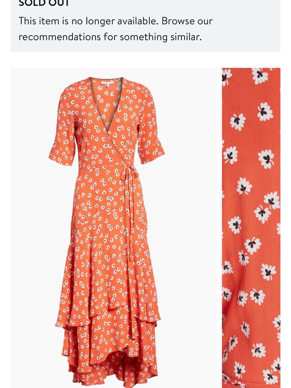 Ganni Red Floral Wrap Maxi Dress